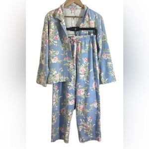 Garnet Hill Cotton Flannel Floral Pajama Set Size S